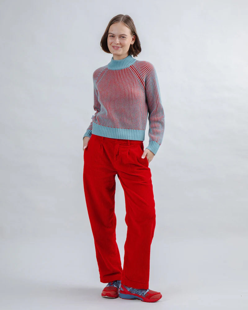 Kordhose Pleated Pants Rot von Brava