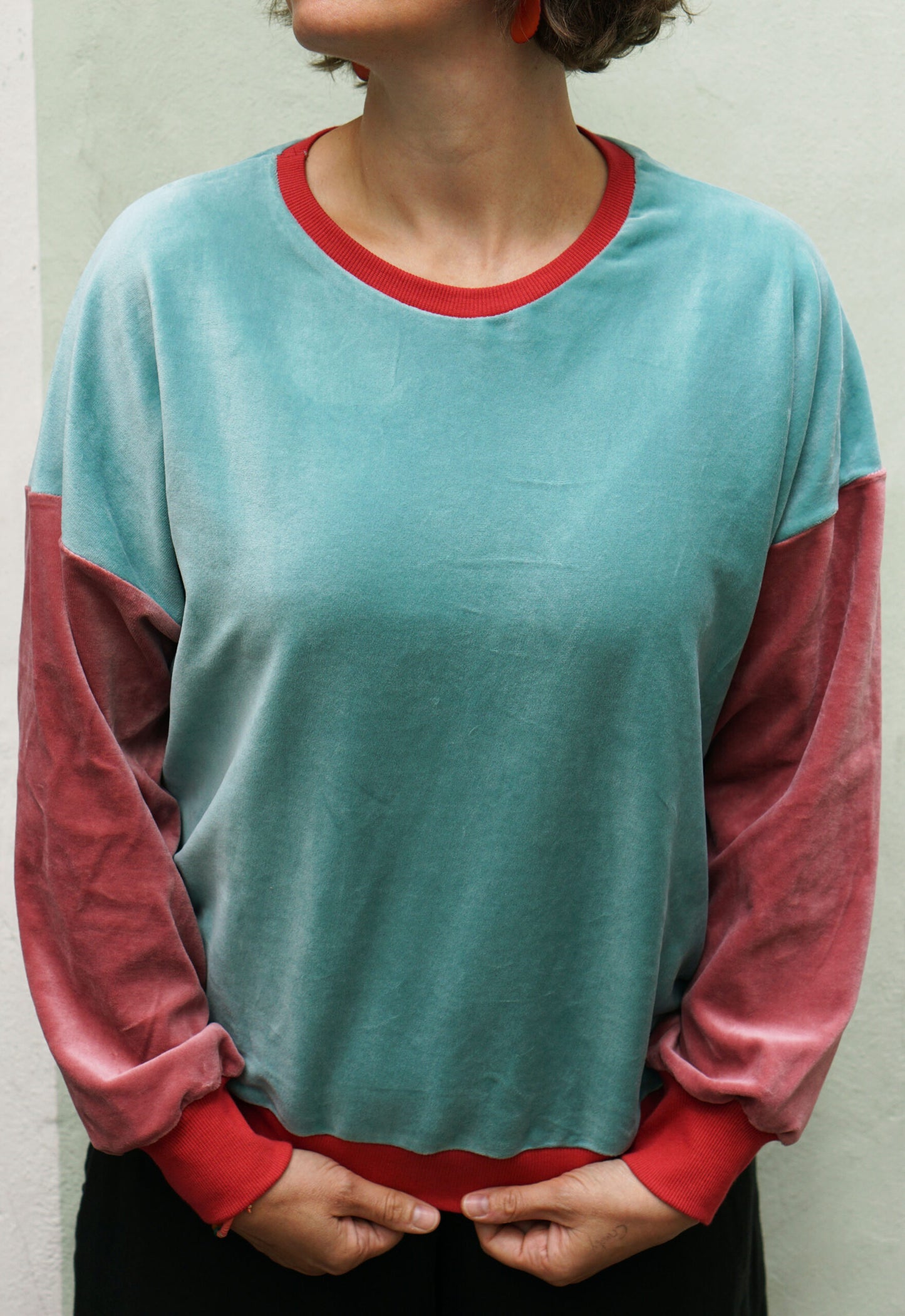 Nicky Sweater Colourblock mint/pink/cherry by Fräulein Prusselise