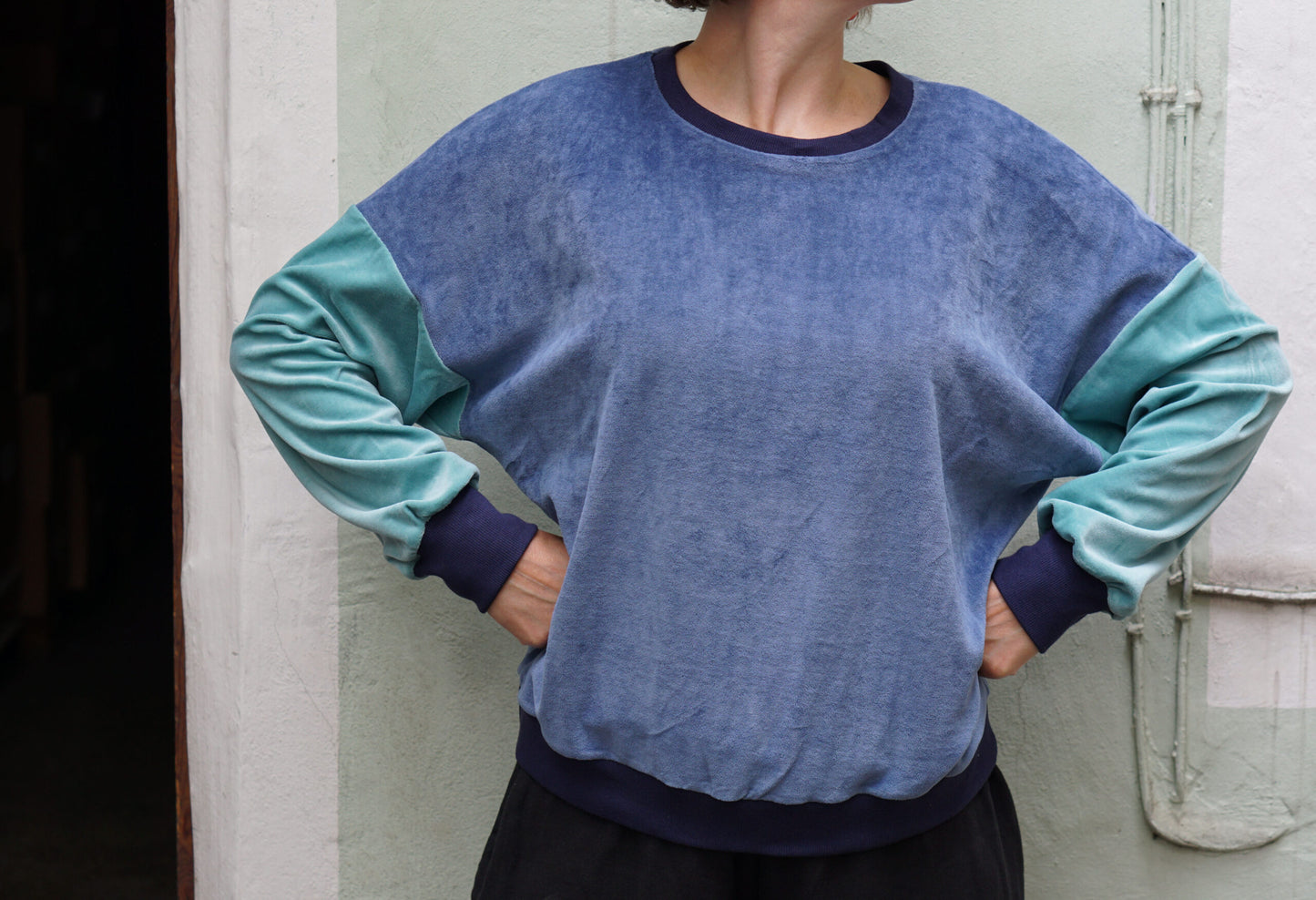Nicky Sweater Colourblock mint/blue/navy by Fräulein Prusselise
