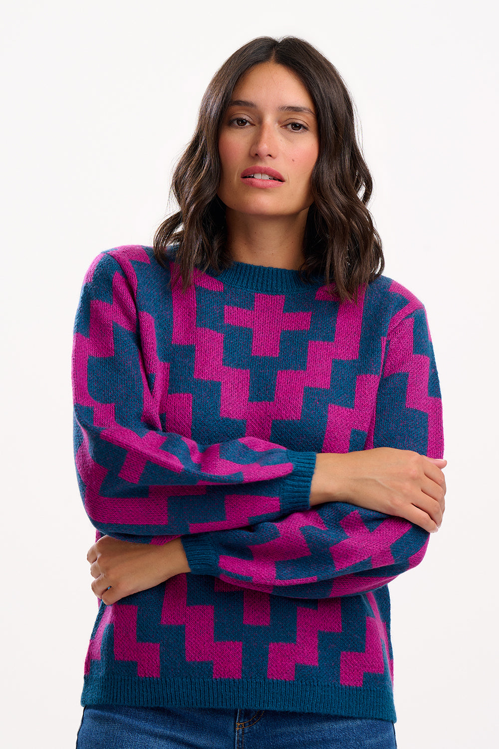 Essie Jumper Strickpulli pink/Petrol von Sugarhill