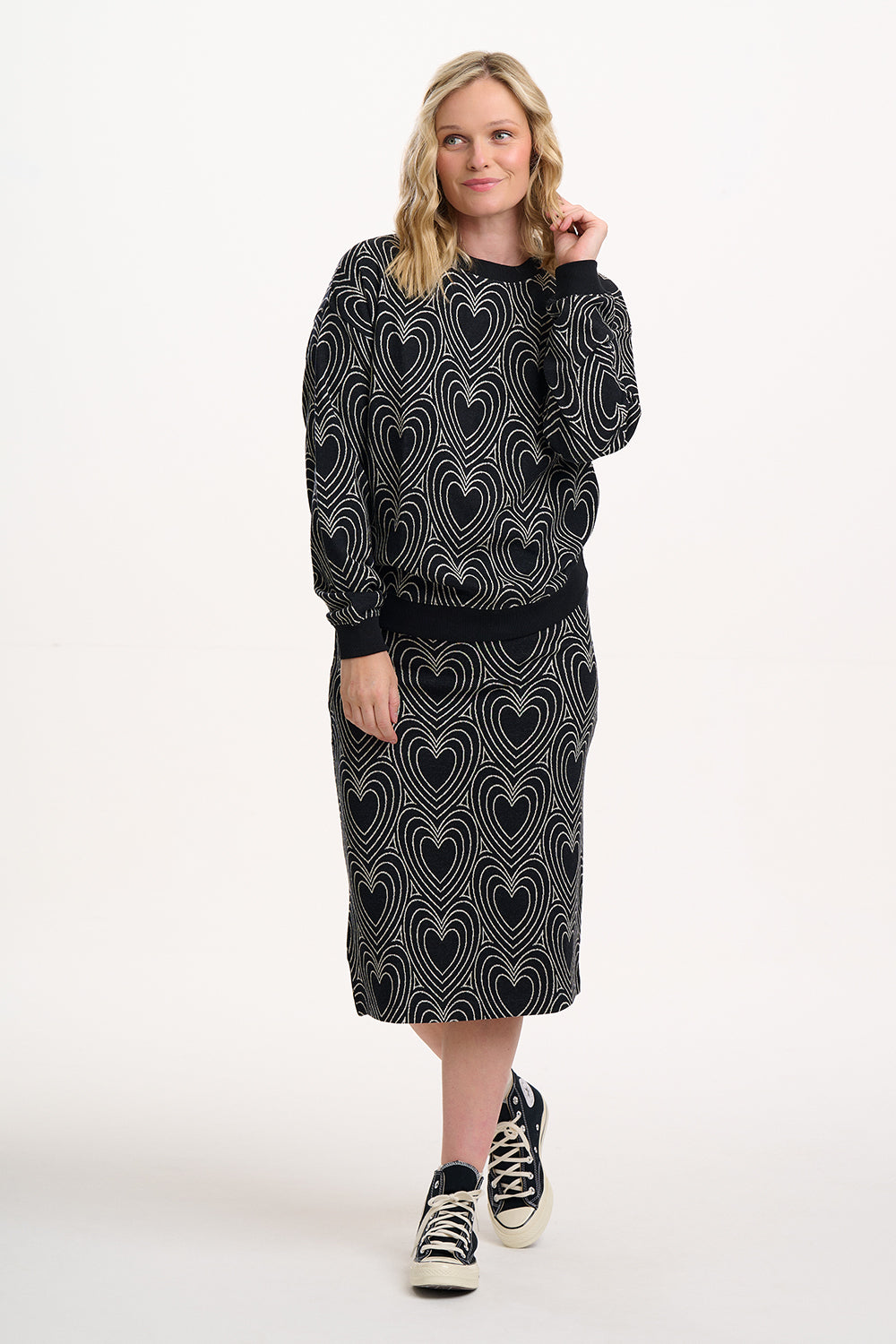 Gerry Jersey Jacquard Pullover Herz von Sugarhill