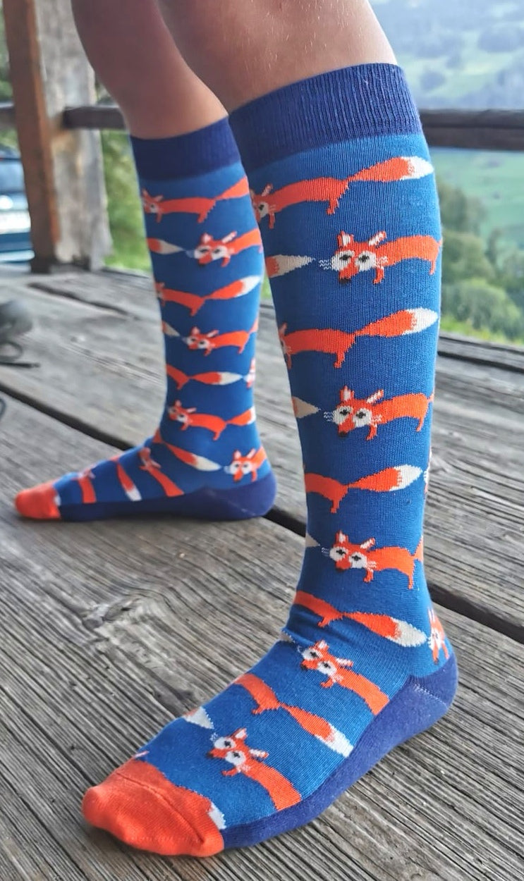 Fox knee socks blue by Fräulein Prusselise