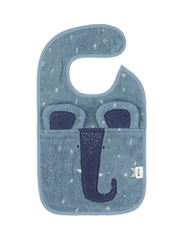 Niedliches Lätzchen mit einem Elefant in der Farbe blau.