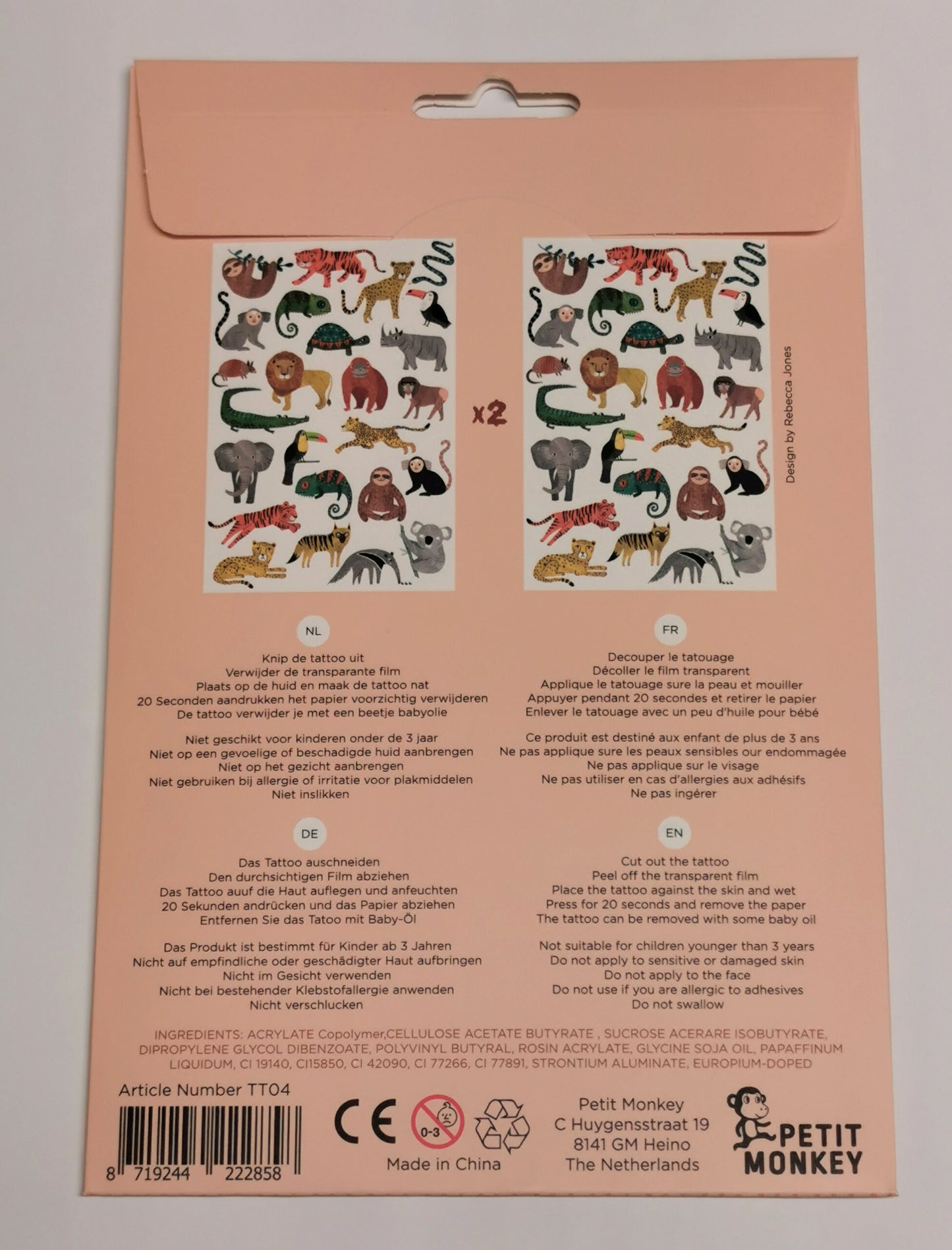 Putzige Klebetattoos für Kinder mit verschiedenen wilden Tierchen in Retrooptik. Bunt und ein echter Hingucker.