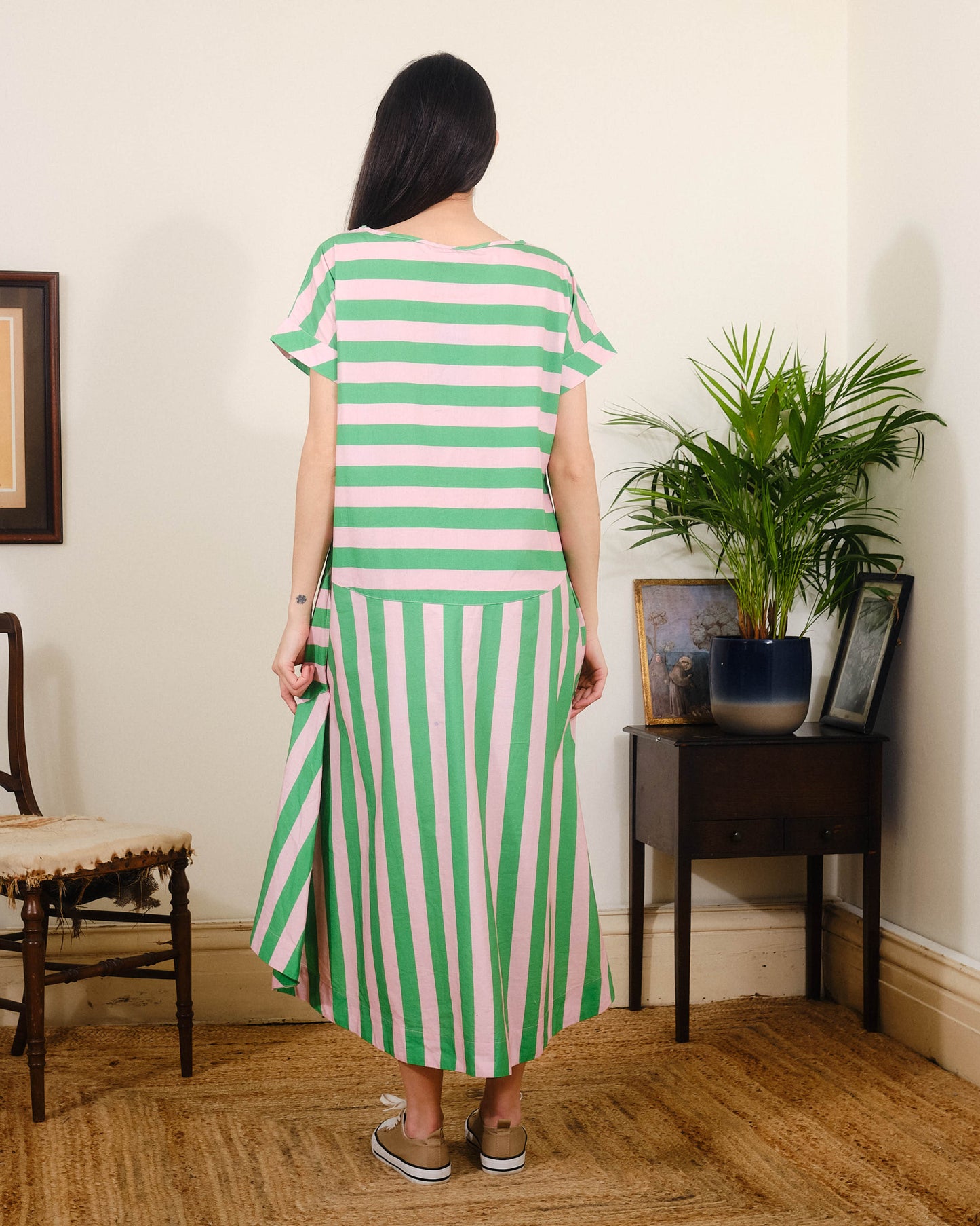 Luna Dress Stripes green/pink by Pretty Vacant