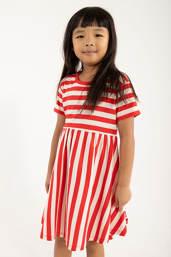 Kleid Danebasic Lollipop Kleid rot/weiss Ringel von Danefae