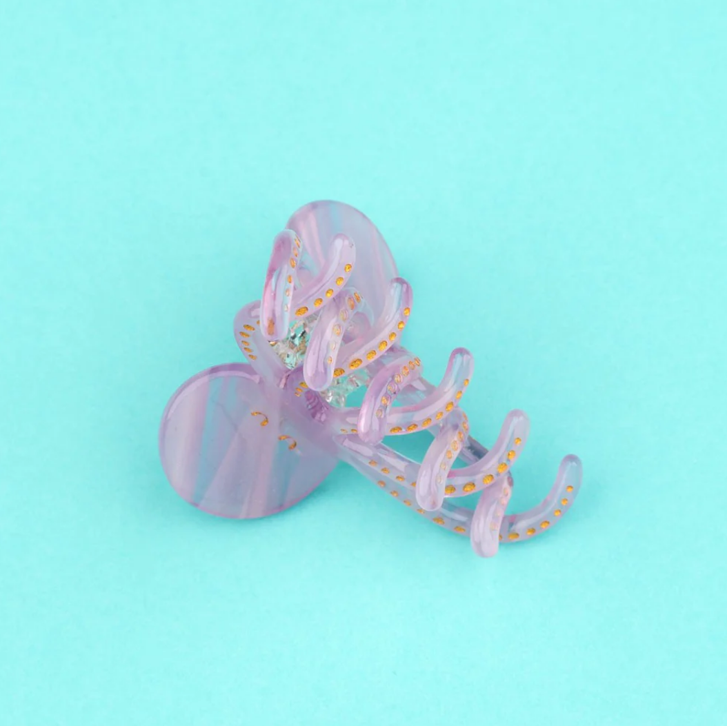 Mini Octopus Haarklammer, in schoenem Pastelllila.