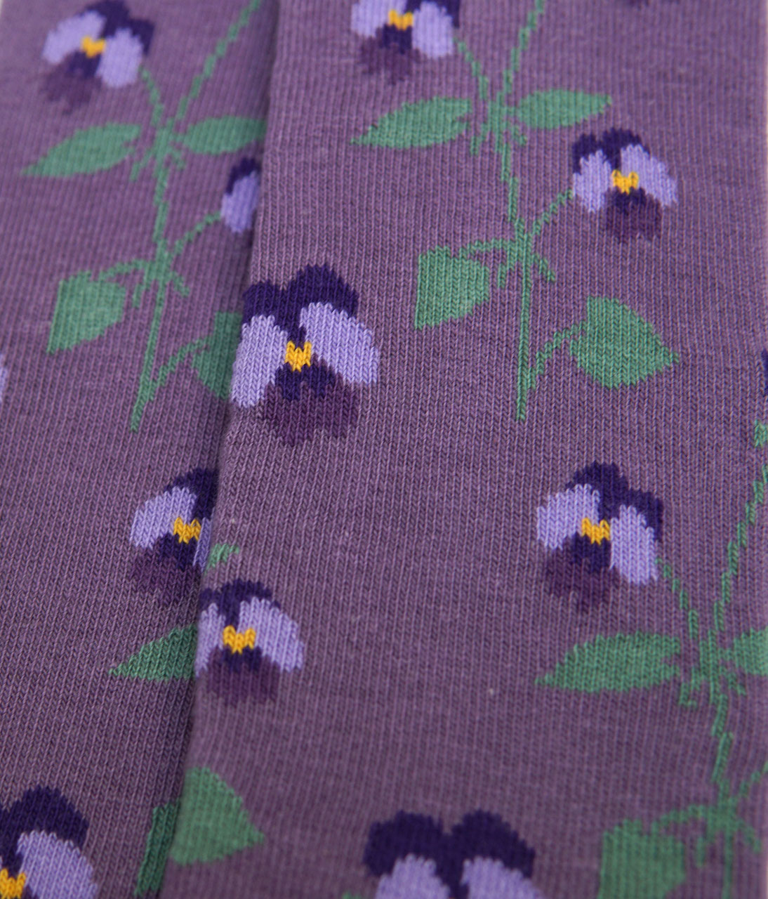 Strumpfhose für Kinder in Lila Tönen mit wilden Feilchen, floral und niedlich mit Punkten im Bauchbereich