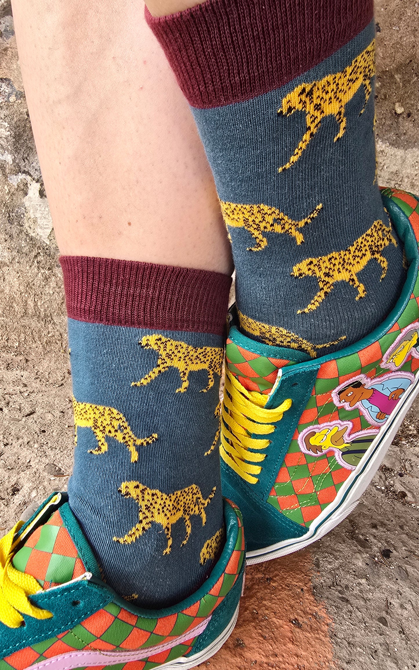 Gepard Socke petrol/bordeaux von Fräulein Prusselise