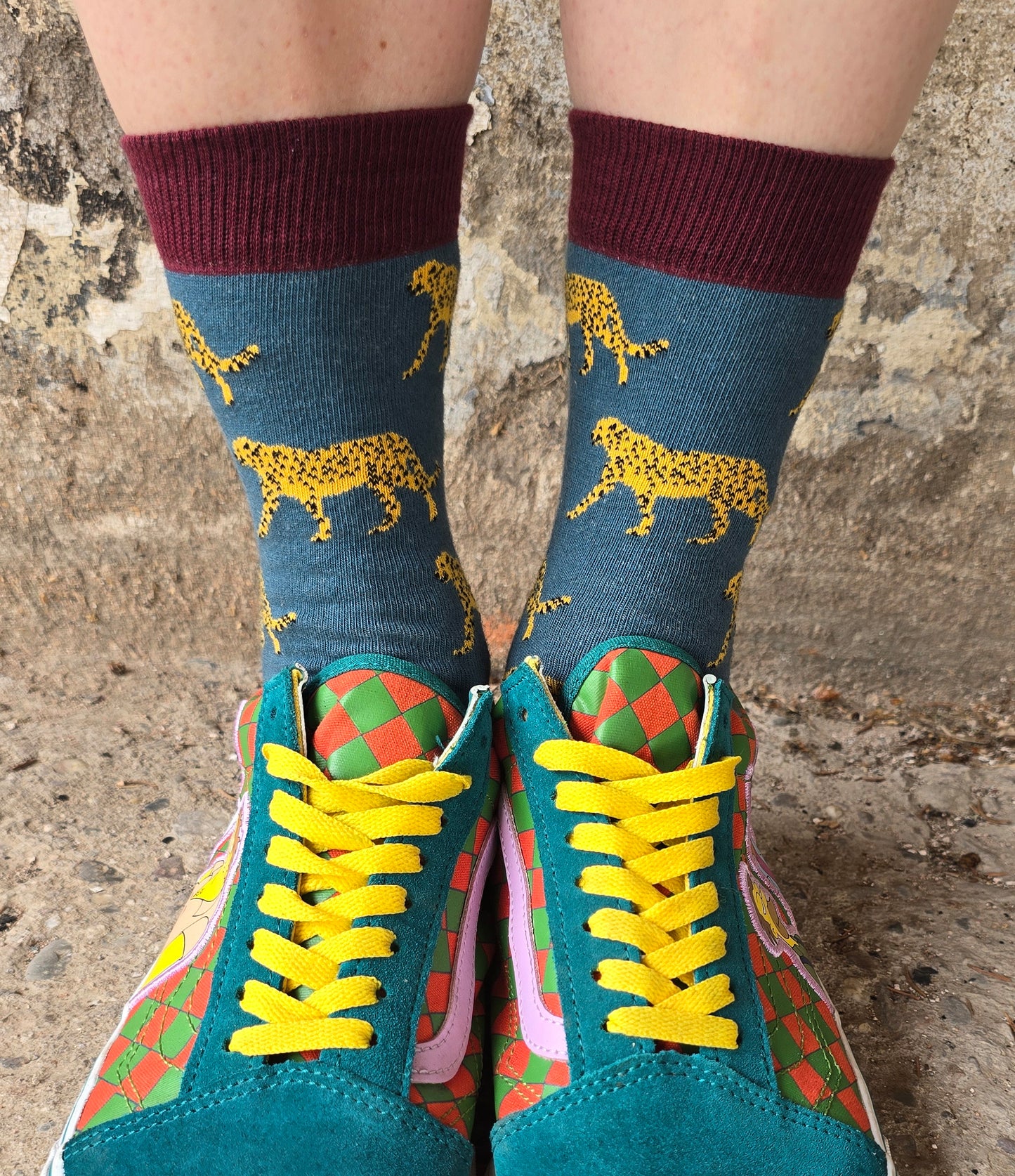 Gepard Socke petrol/bordeaux von Fräulein Prusselise