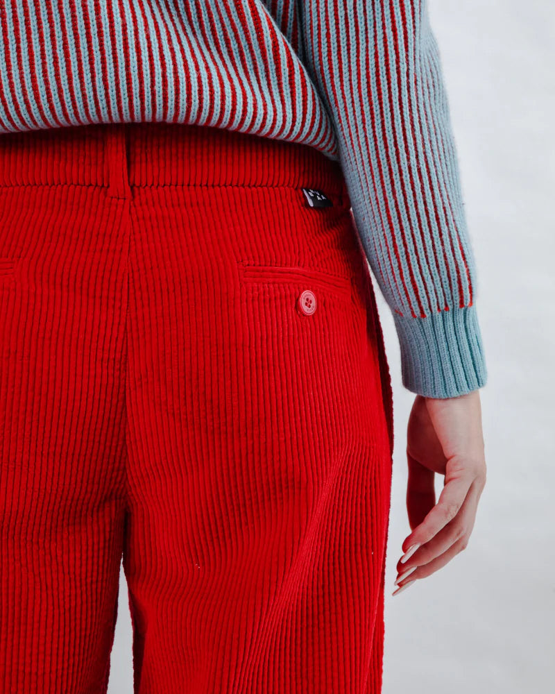 Kordhose Pleated Pants Rot von Brava