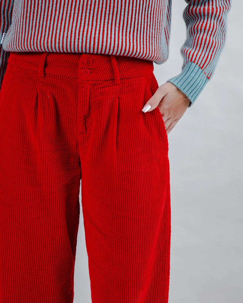 Kordhose Pleated Pants Rot von Brava