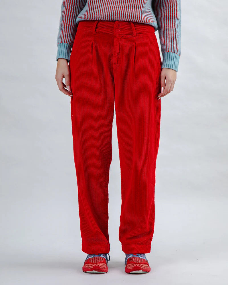 Kordhose Pleated Pants Rot von Brava