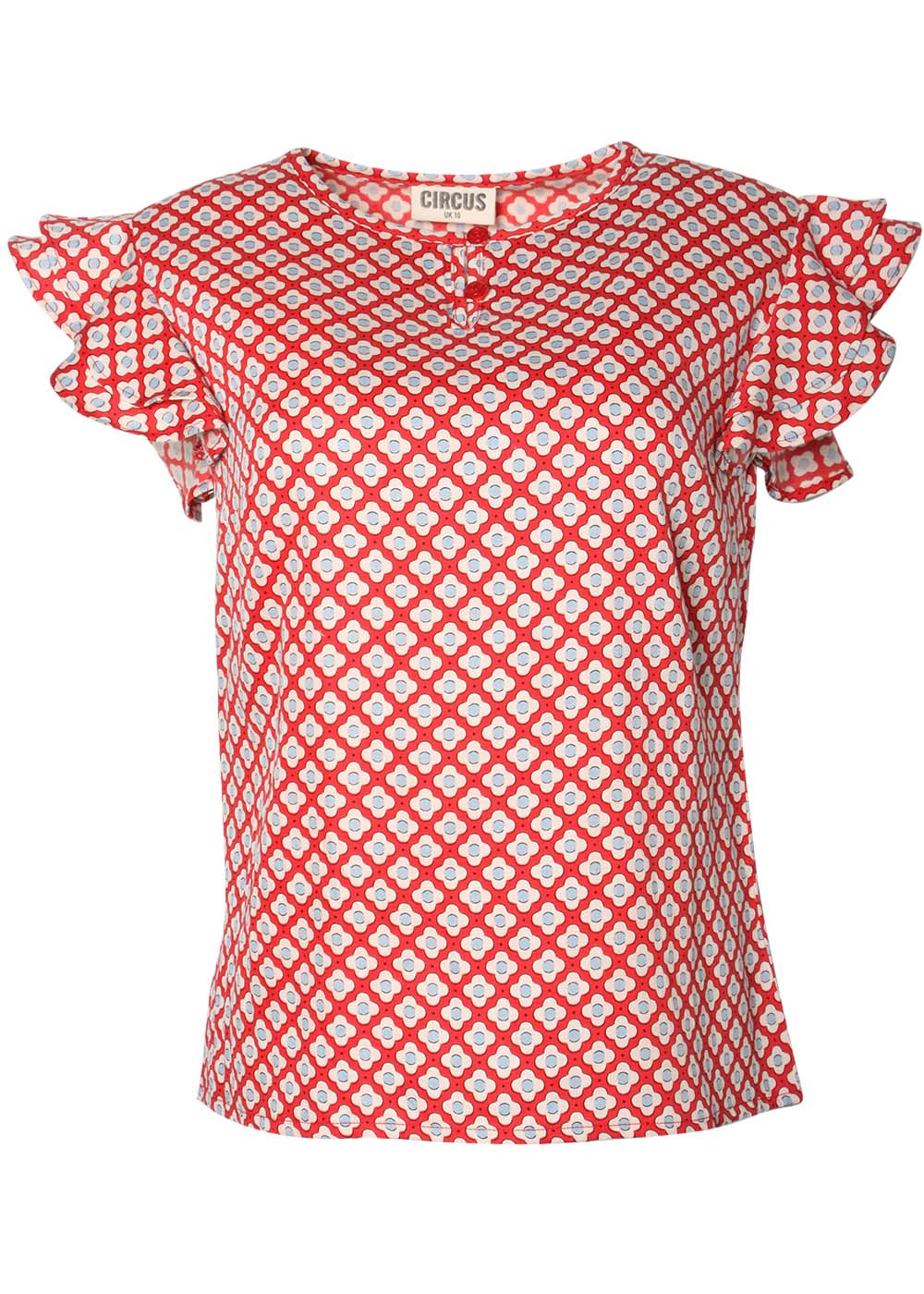 Circus Damen kurzarm Shirt rote Bluemchen v