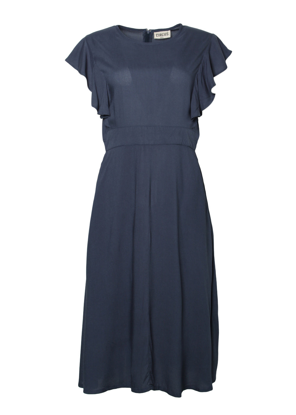 Damen Kleid kurzarm-blau