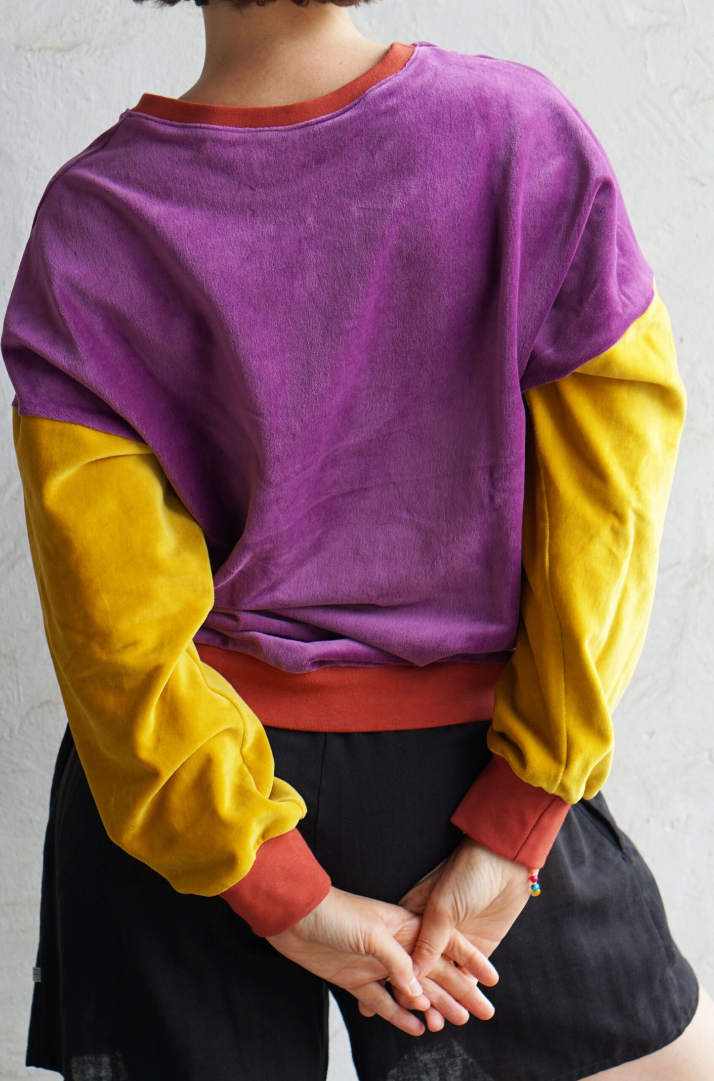 Nicky Sweater Colourblock purple/yellow/terracotta by Fräulein Prusselise