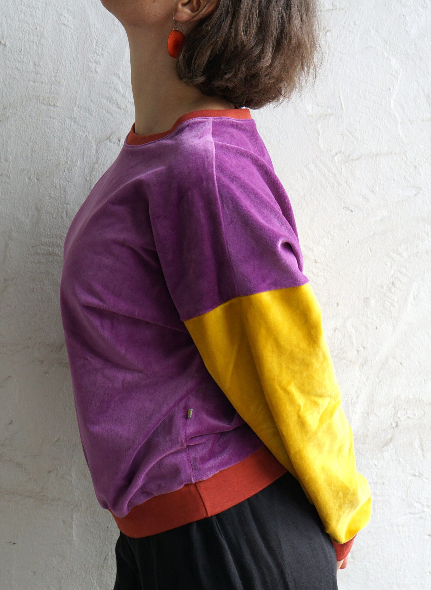 Nicky Sweater Colourblock purple/yellow/terracotta by Fräulein Prusselise