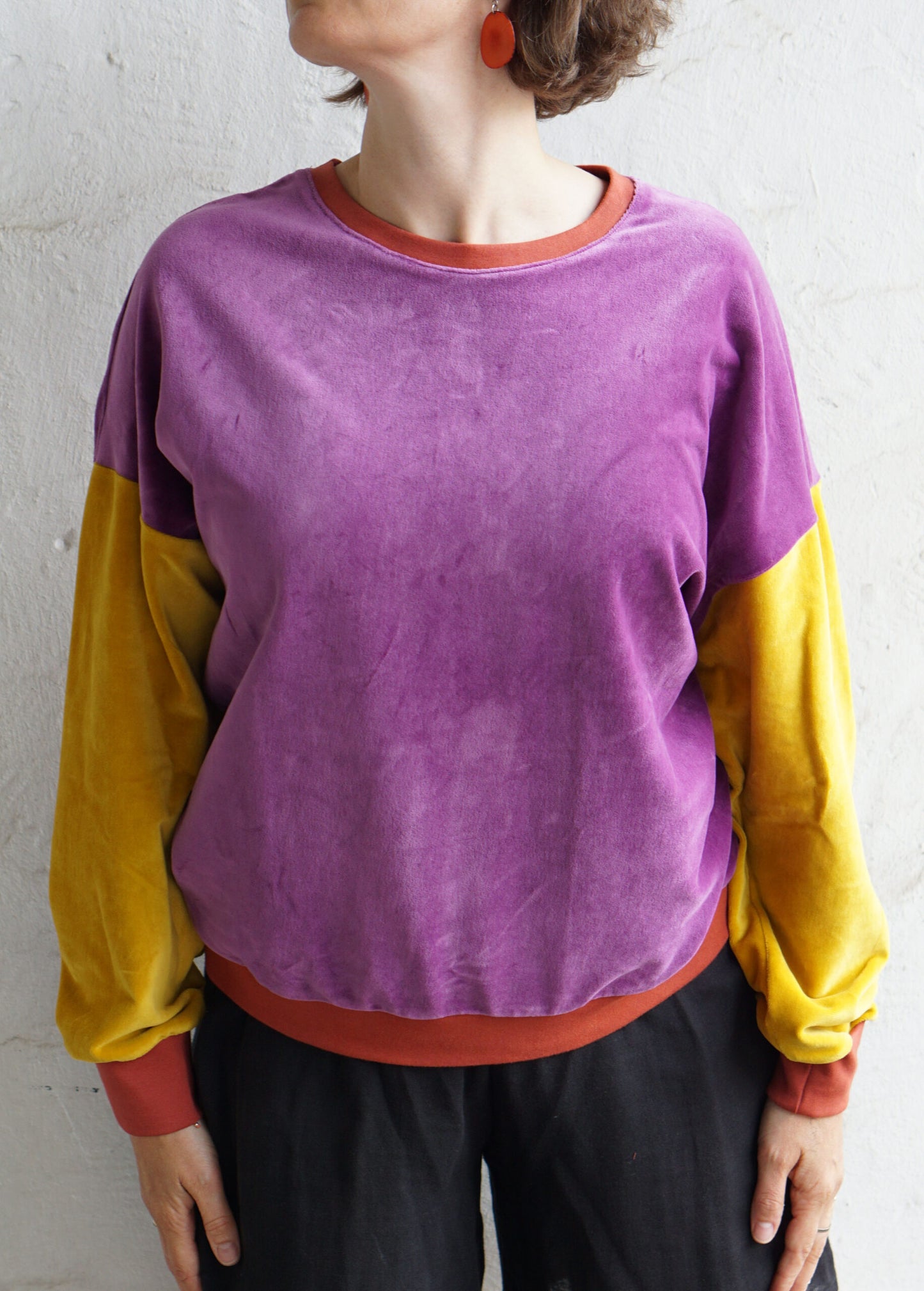 Nicky Sweater Colourblock purple/yellow/terracotta by Fräulein Prusselise