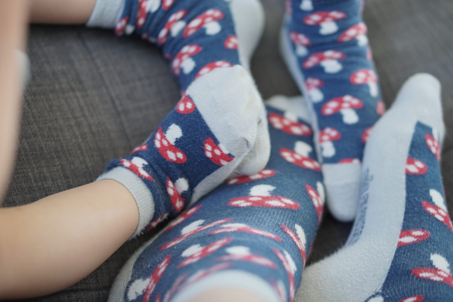 Fly agaric socks children grey by Fräulein Prusselise