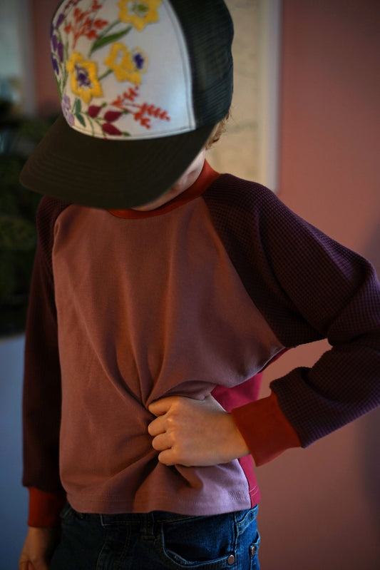 Children's sweatshirt colour blocking mauve/pink/burgundy by Fräulein Prusselise