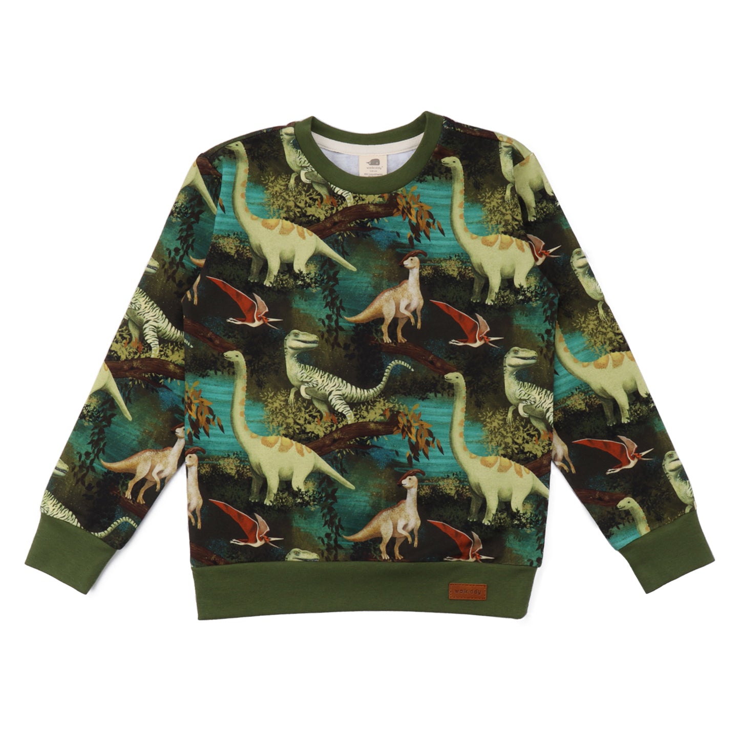 Sweater Dinosaur Jungle mit Dinos im Wald von Walkiddy