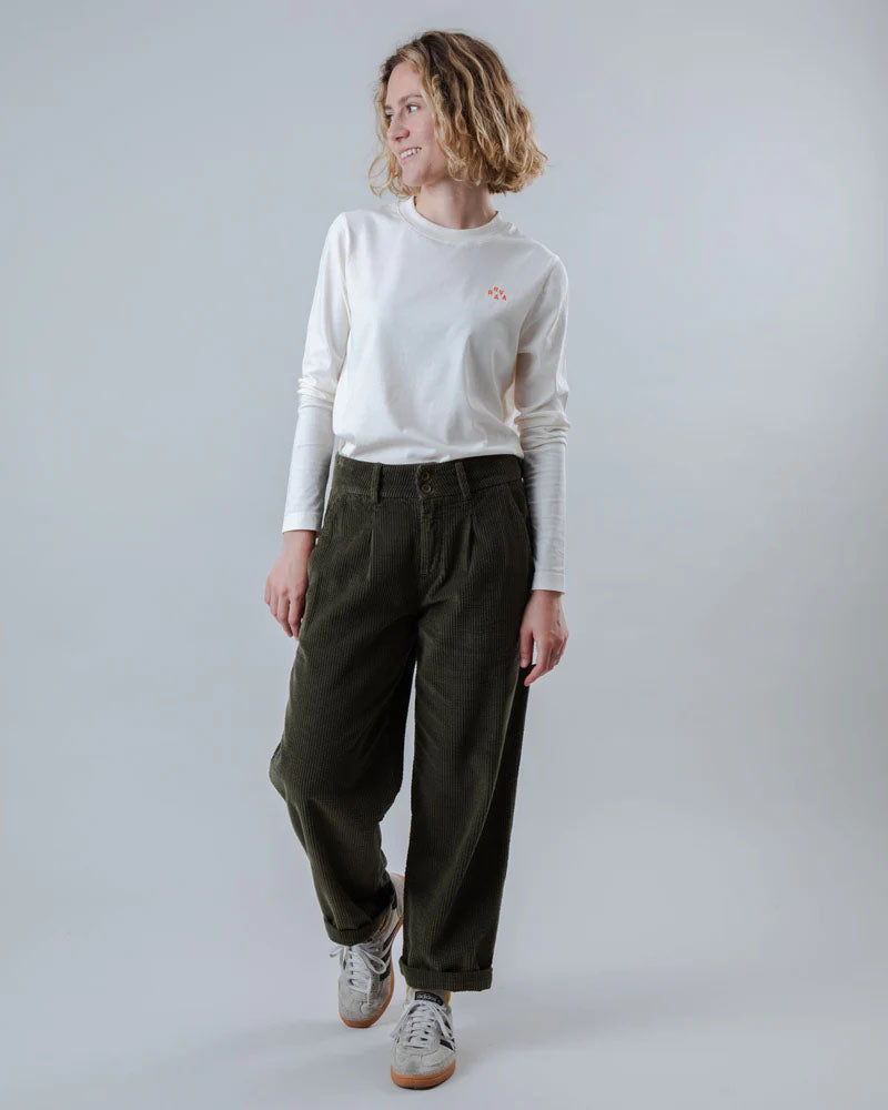 Trousers Pleated Pants stone green from Brava