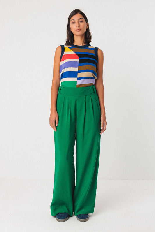 Damen Hose mit weitem Bein in frischem Grün, organic von Skunkfunk