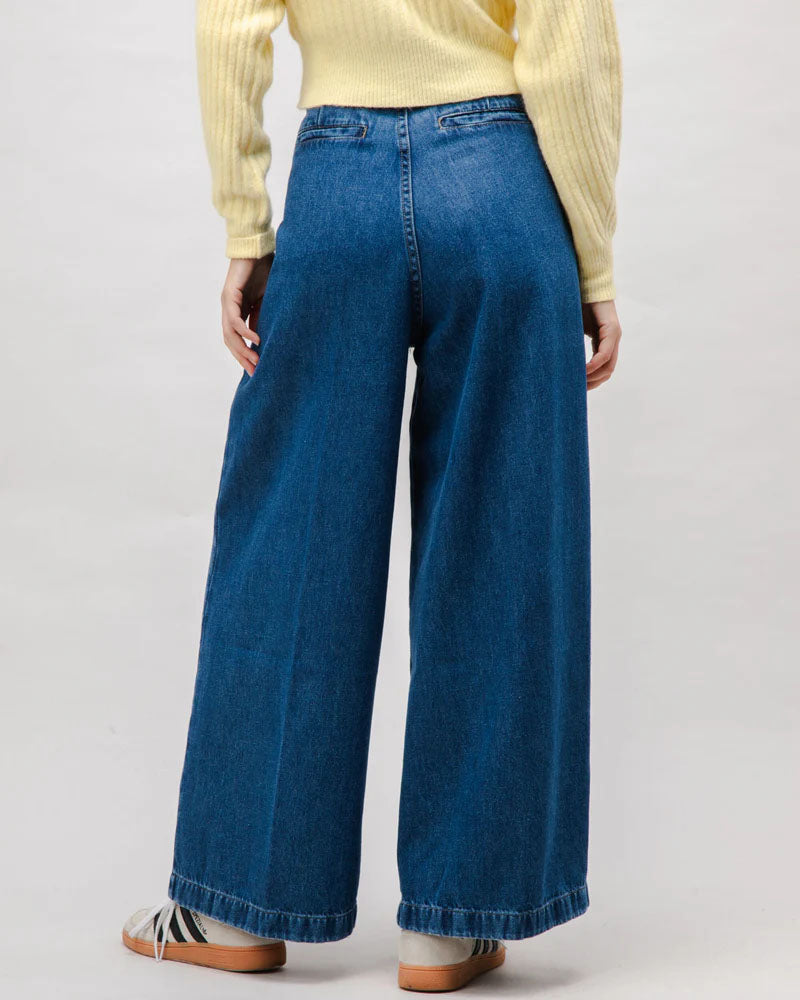 Wide leg denim pleated trousers from Brava