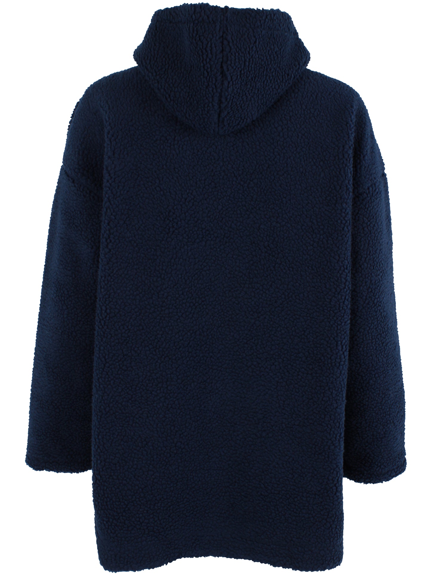 Kuschelige Teddy Feece Jacke mit Knöpfen und Kapue in navy-blau.