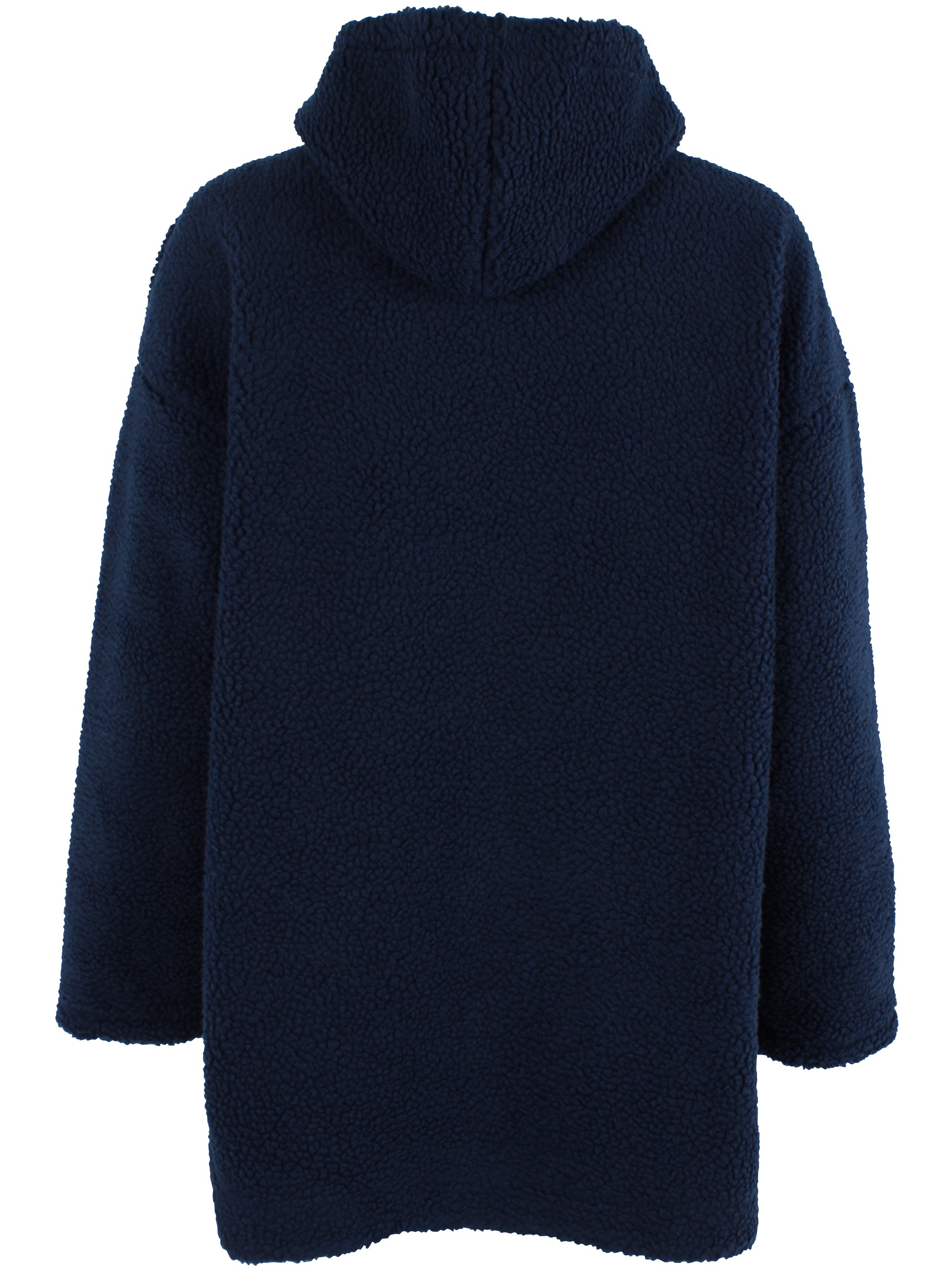 Kuschelige Teddy Feece Jacke mit Knöpfen und Kapue in navy-blau.