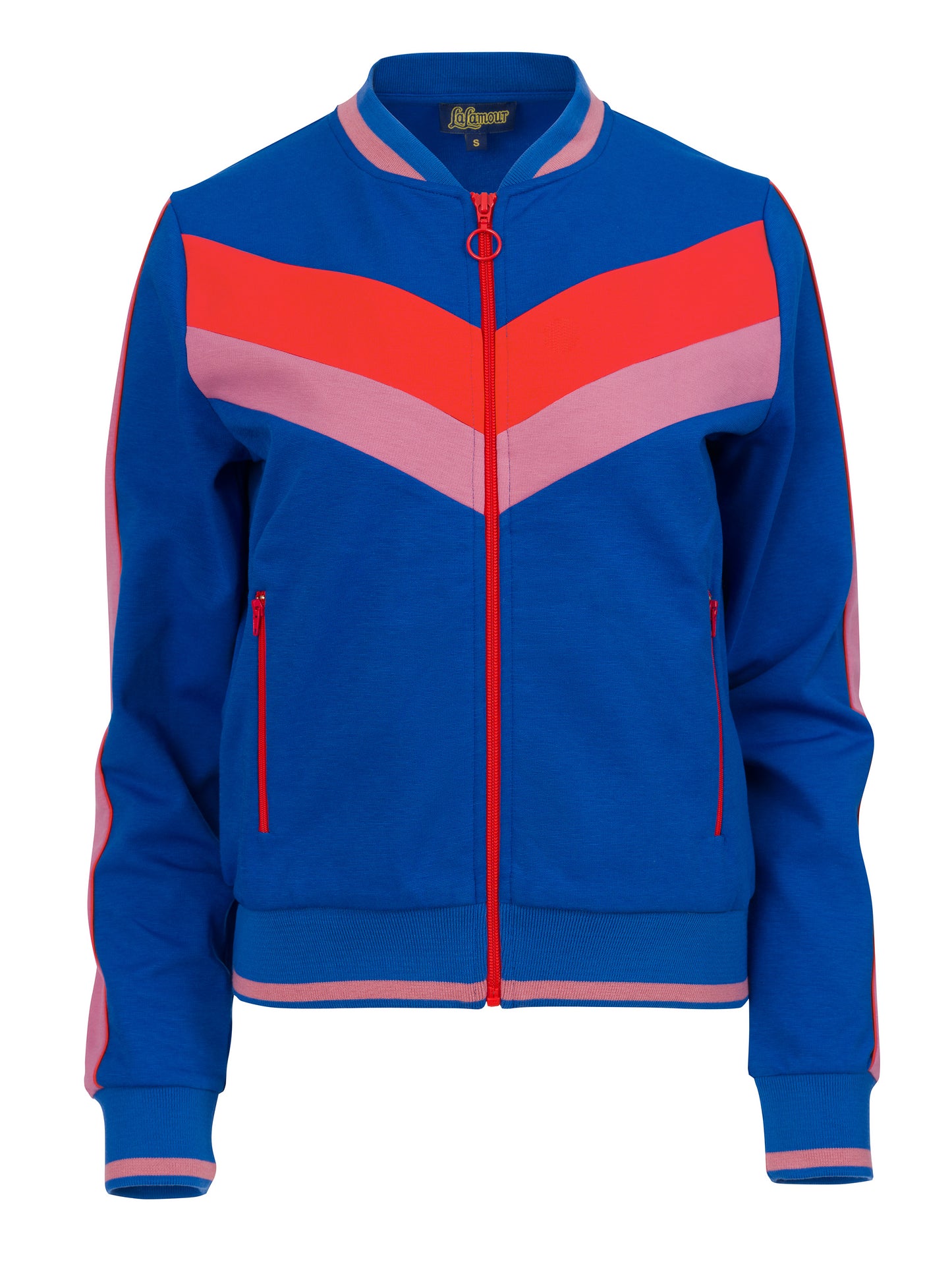 Retro Vibes als Trainingsacke in strahlendem blau, pink und rot, 80ies pur