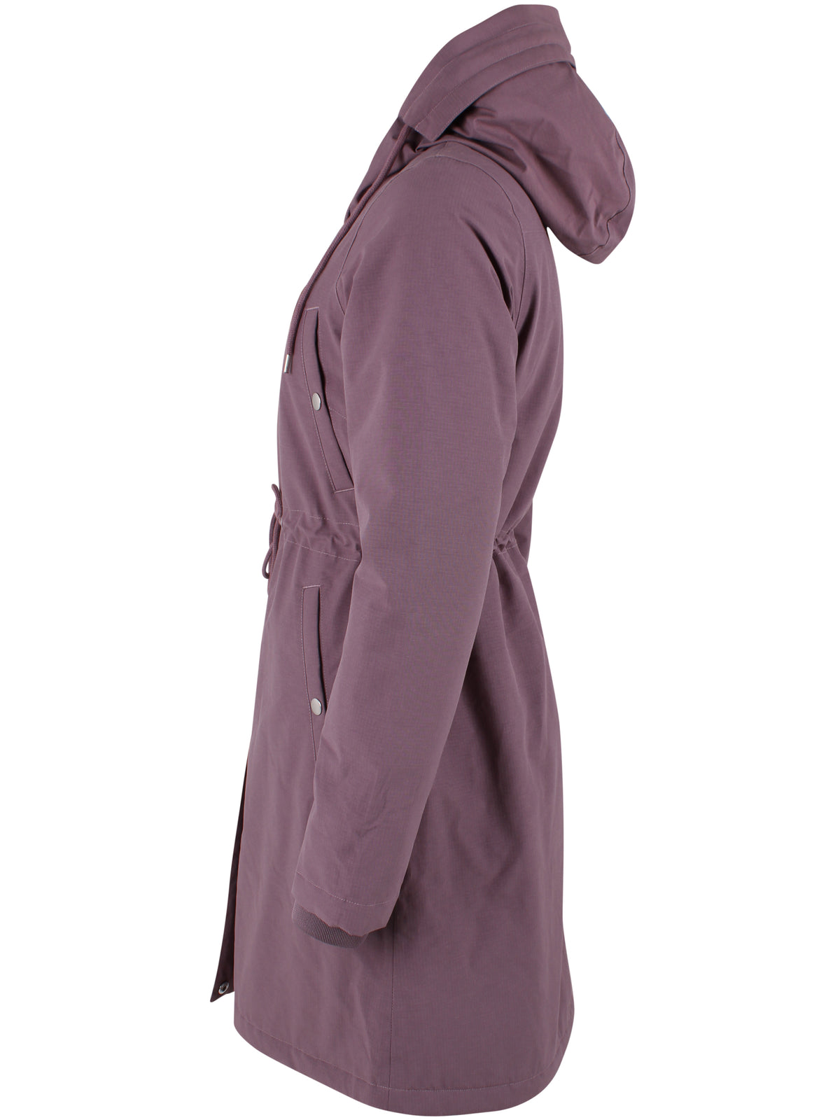 Winterparka mit Kordelzug in Taille, Kapze und großen Taschen in feinem Pflaume, klassisch, schnörkellos, zeitlos.