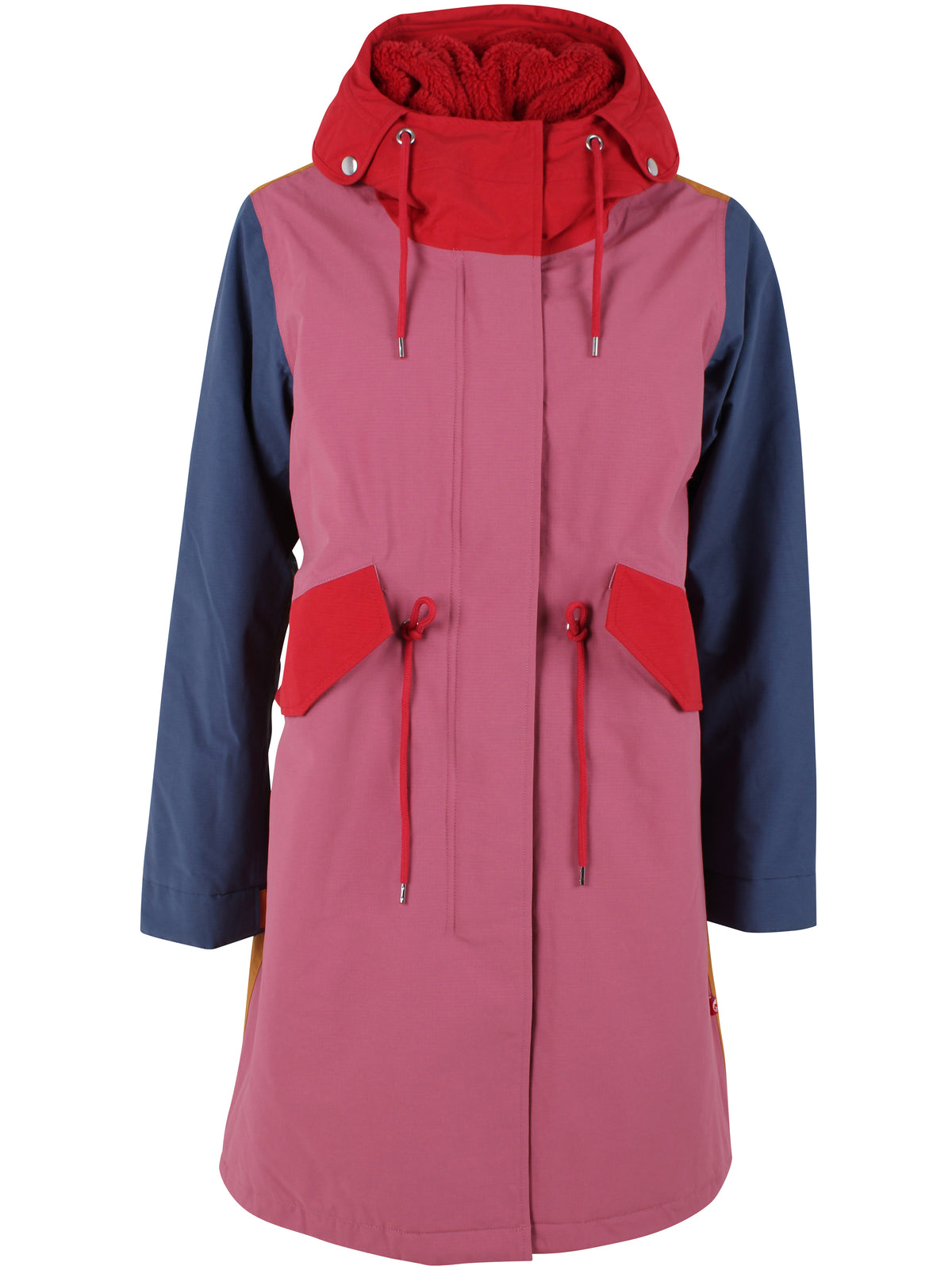 Winterjacke für die gute Laune im Colourblock durch den Winter, mit blau, Pink, rot und orange ist diese sicher der fröhlichste warme Parka der Saison mit Funktion.