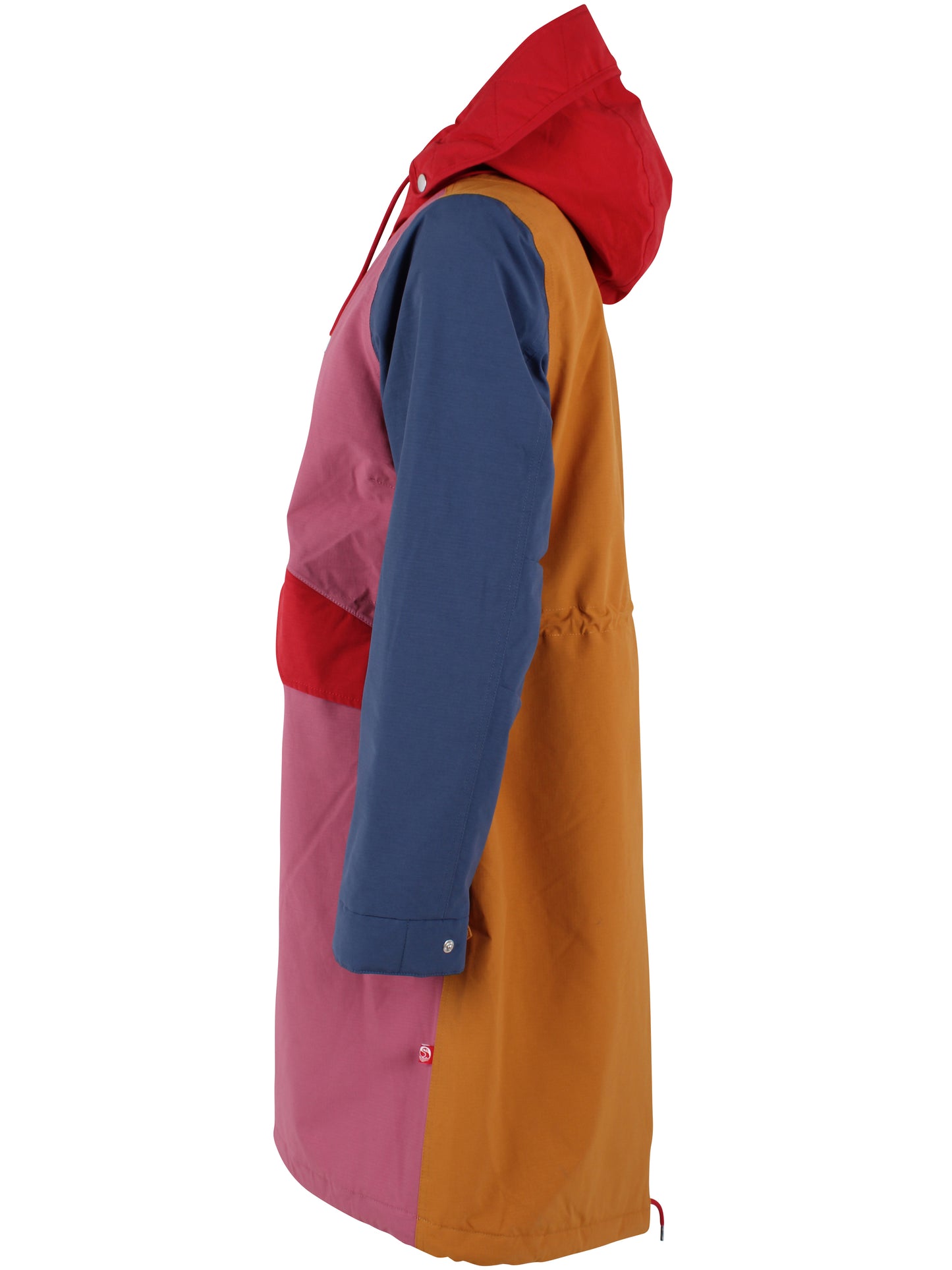 Winterjacke für die gute Laune im Colourblock durch den Winter, mit blau, Pink, rot und orange ist diese sicher der fröhlichste warme Parka der Saison mit Funktion.