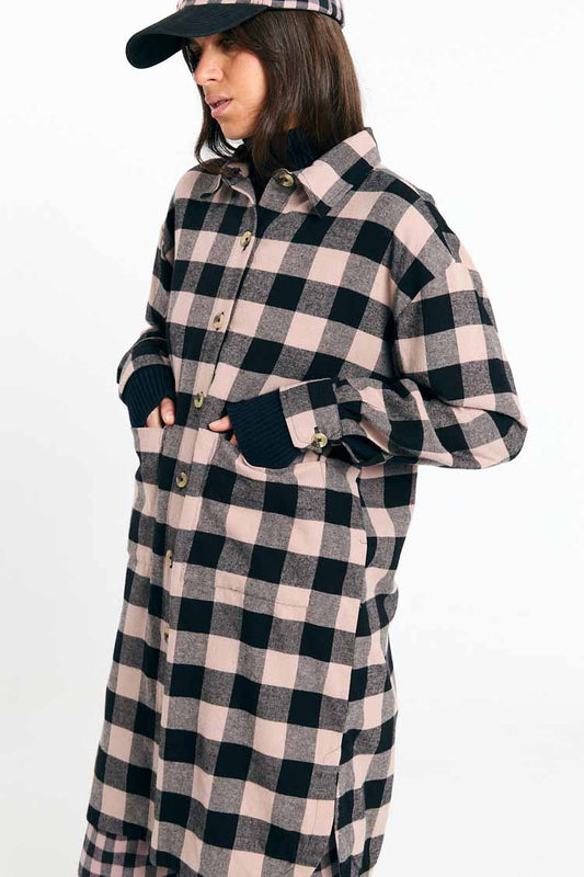 Holzfäller Overshirt als Kleid oder Hemd lavendel und schwarz von Suite13Lab