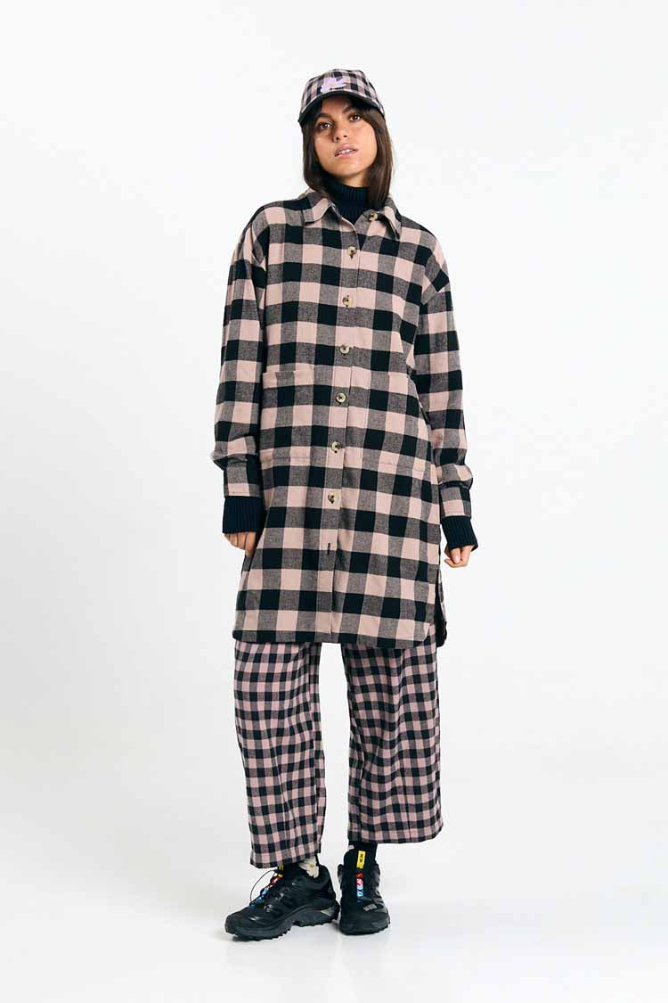 Holzfäller Overshirt als Kleid oder Hemd lavendel und schwarz von Suite13Lab