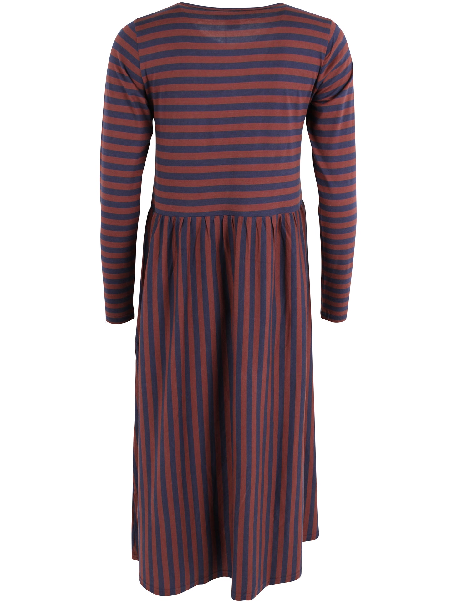 Jersey Ringelkleid mit langen Ärmeln von Danefae, blau und bordeau.