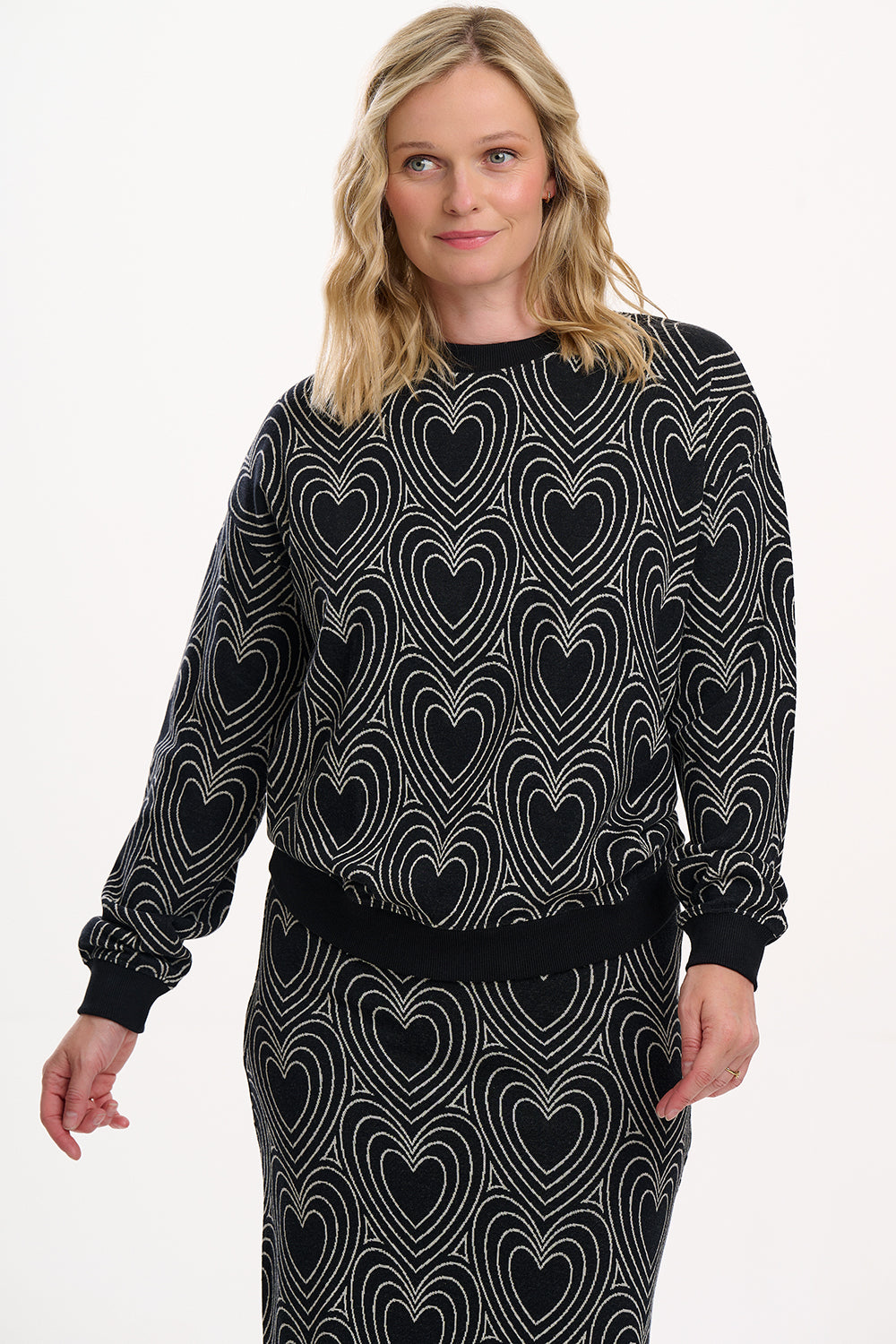 Gerry Jersey Jacquard Pullover Herz von Sugarhill