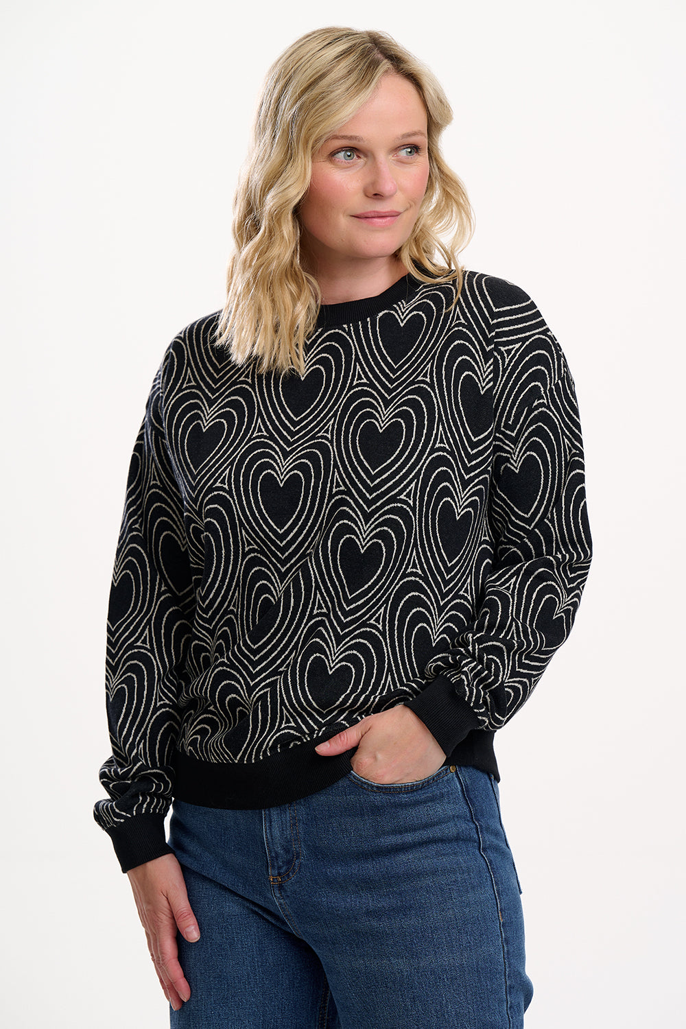 Gerry Jersey Jacquard Pullover Herz von Sugarhill