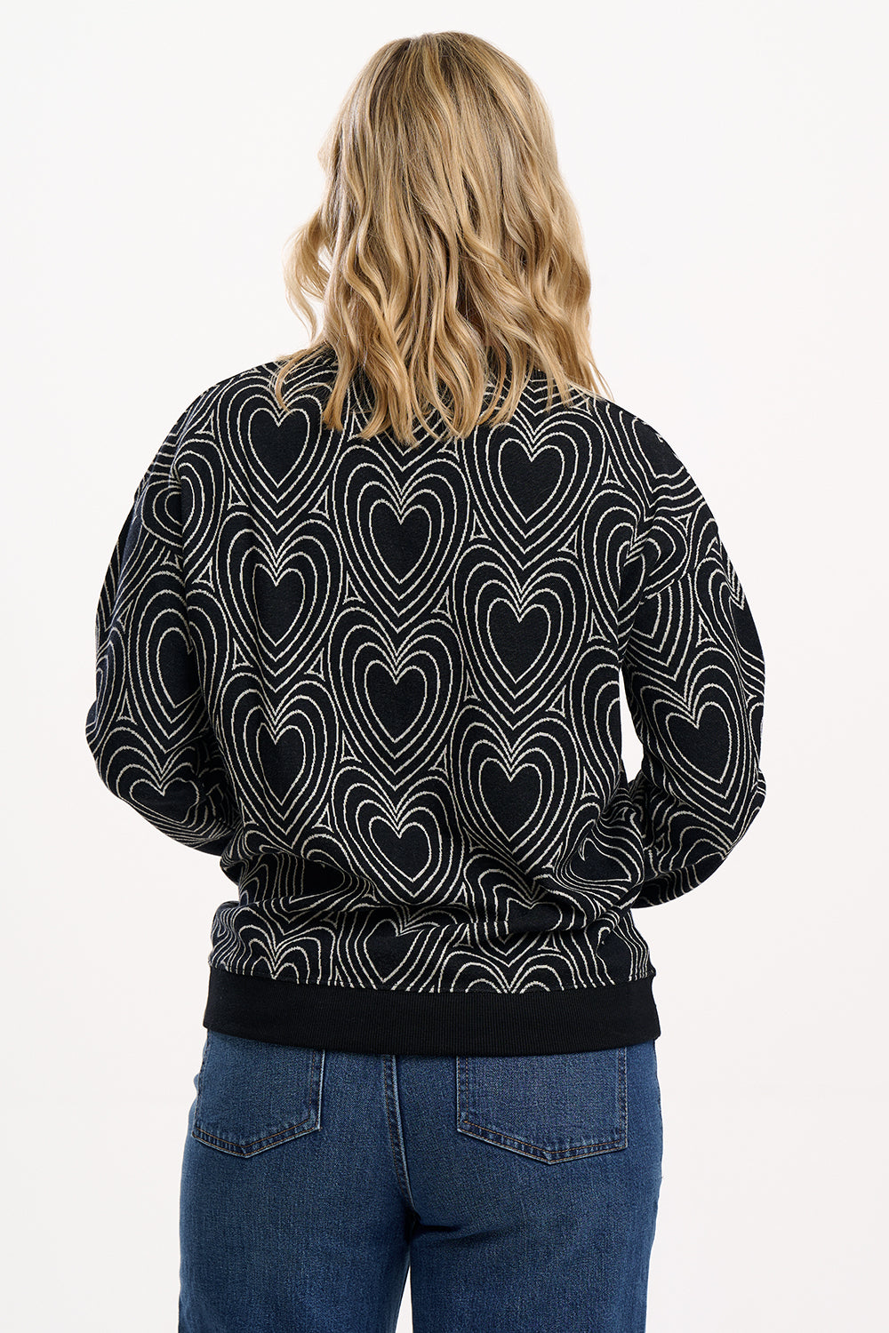Gerry Jersey Jacquard Pullover Herz von Sugarhill