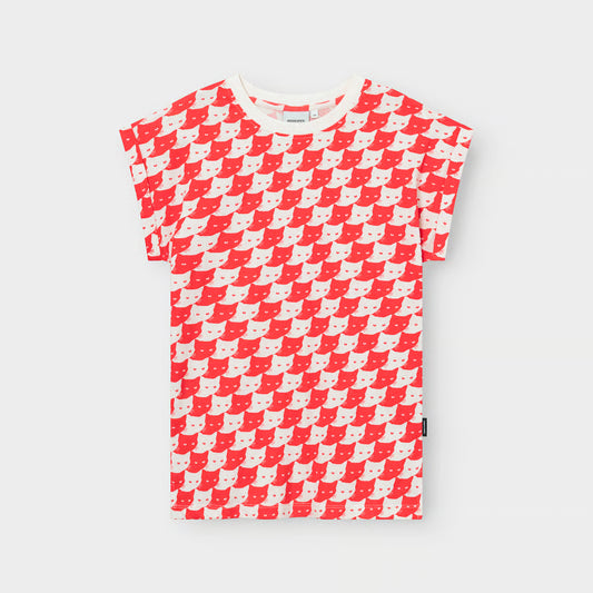 T- Shirt Visby Pepita Cats T-Shirt rot und creme von Dedicated