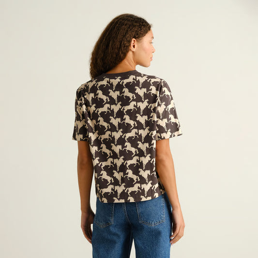Pferde T-Shirt loose fit in grau/weiss mit Wild Horses von Dedicated