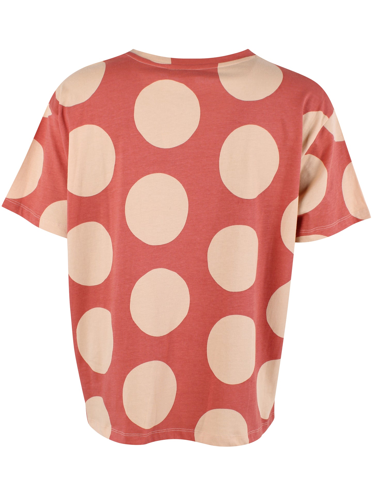 Boxy T-Shirt mit maxidot Print allover in altrot und beige, weite Loosefit Form.