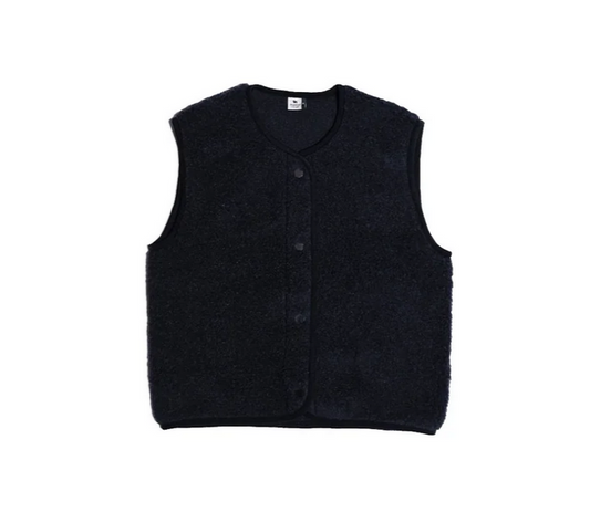 Teddyfleece Weste in der Farbe Deepblack mit Druckknöpfen