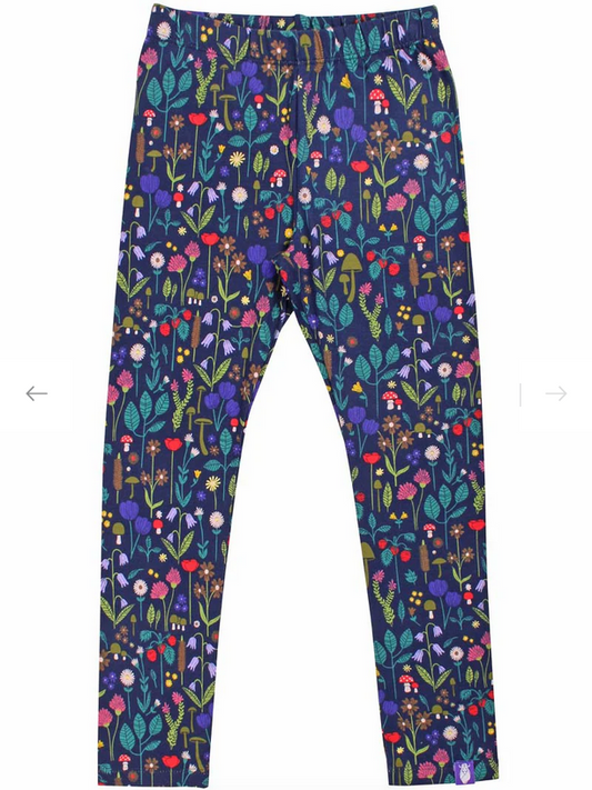Tolle Kinderleggins mit botanischem Muster in bunten Farben.