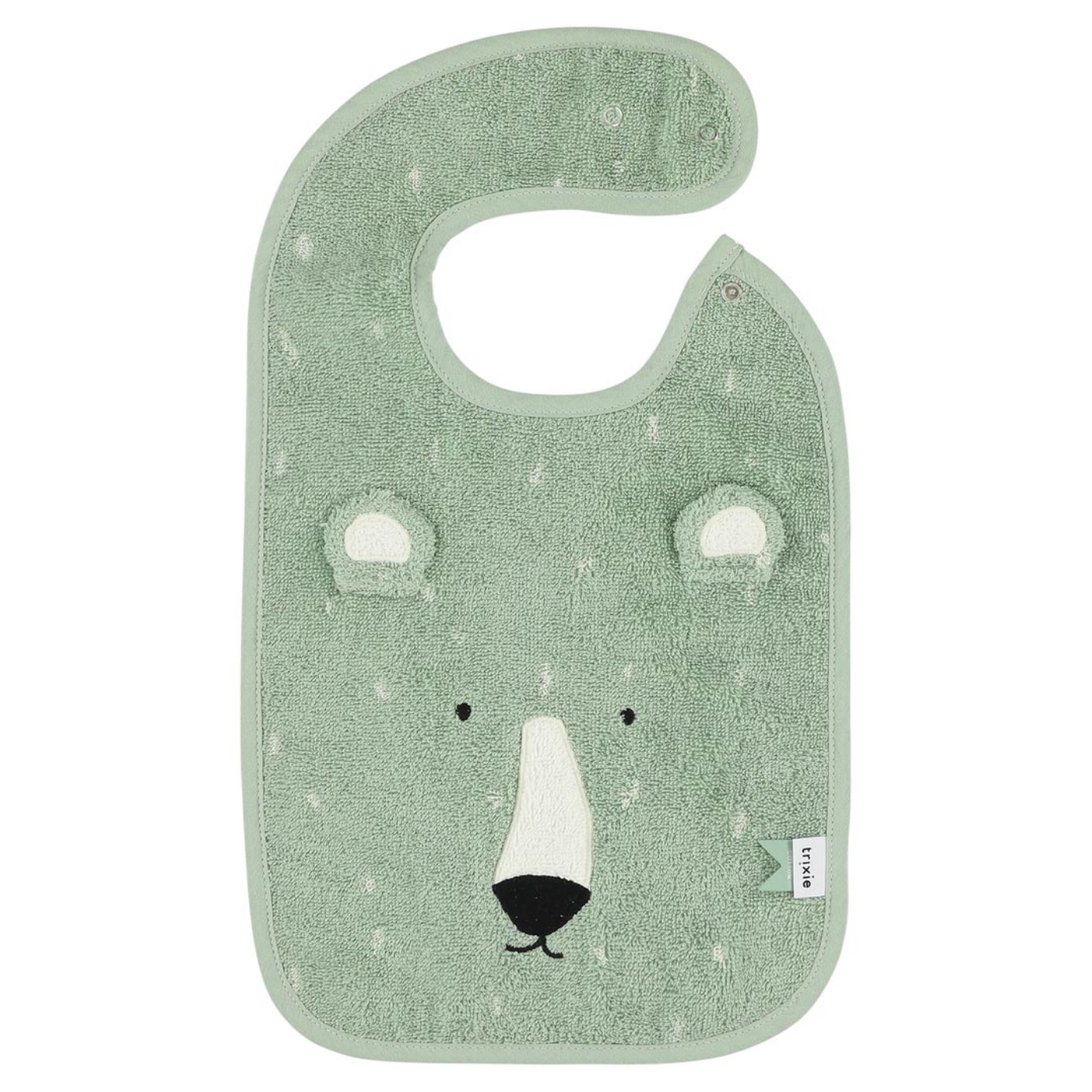 Läzchen aus Biobaumwolle der Firma Trixie mit süßem Bärenkopf Design und angesetzten Öhrchen.