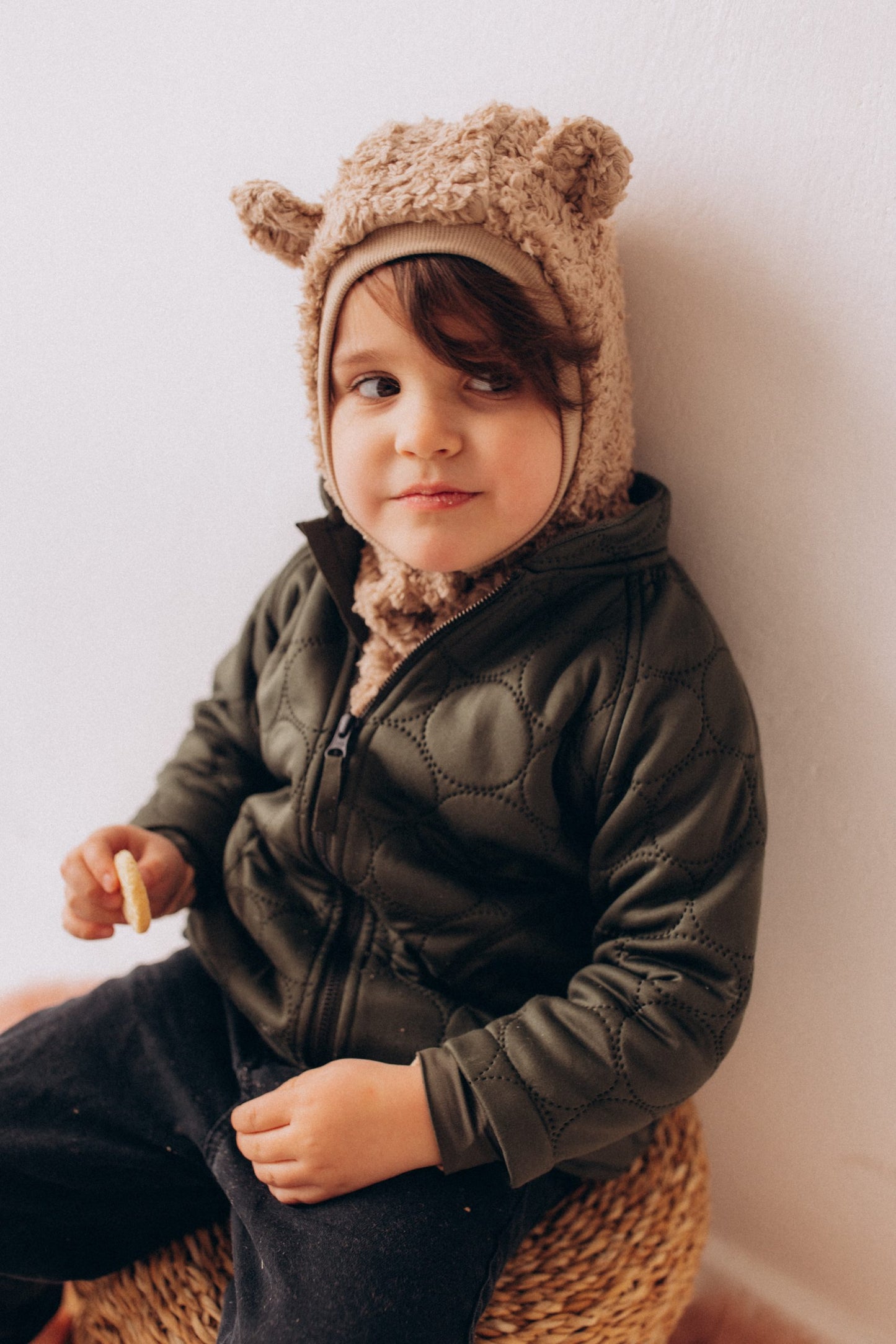 Balaclava Mütze aus Teddy Plüsch mit weichem Merino Innenstoff von Wooly Organic