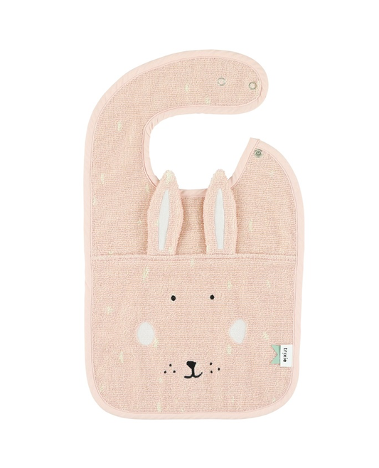 Zuckersuesses Lätzchen mit Hasenmotiv in zartem rosa.