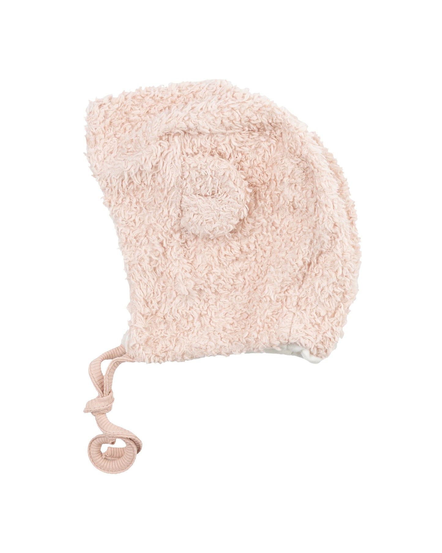 Baby Mütze aus Teddy Plüsch mit weichem Merino Innenstoff rosa von Wooly Organic