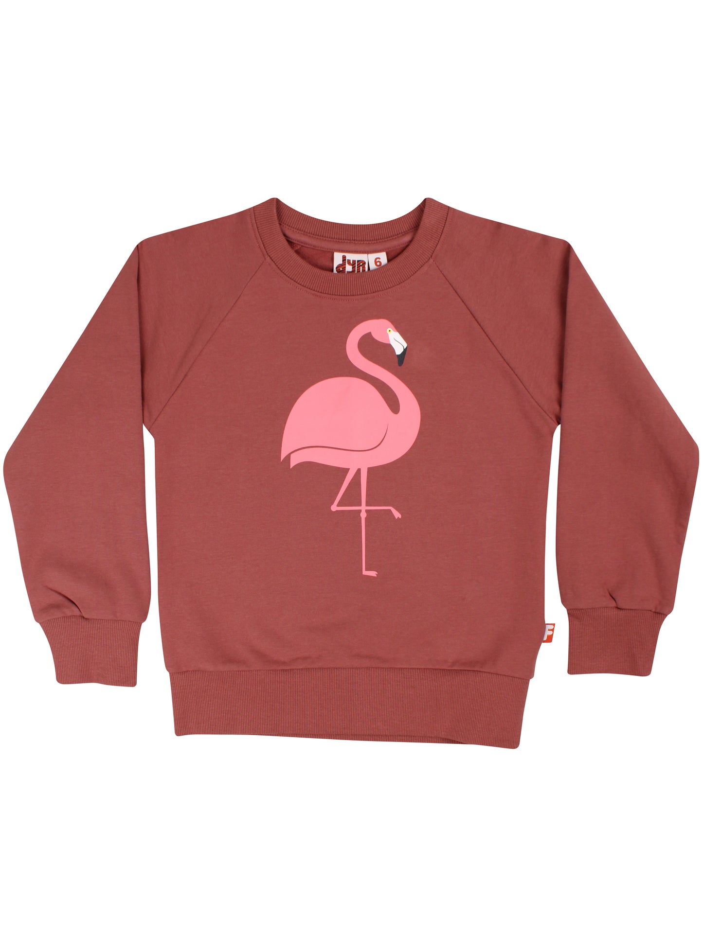 Kinder Sweatshirt mit Bündchen in klassischer Passform mit Flamingo Druck.